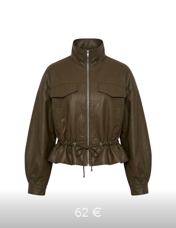 Veste en cuir kaki