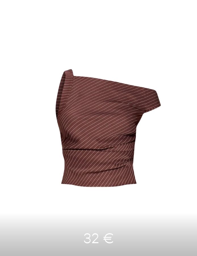 Haut asymétrique rayé marron